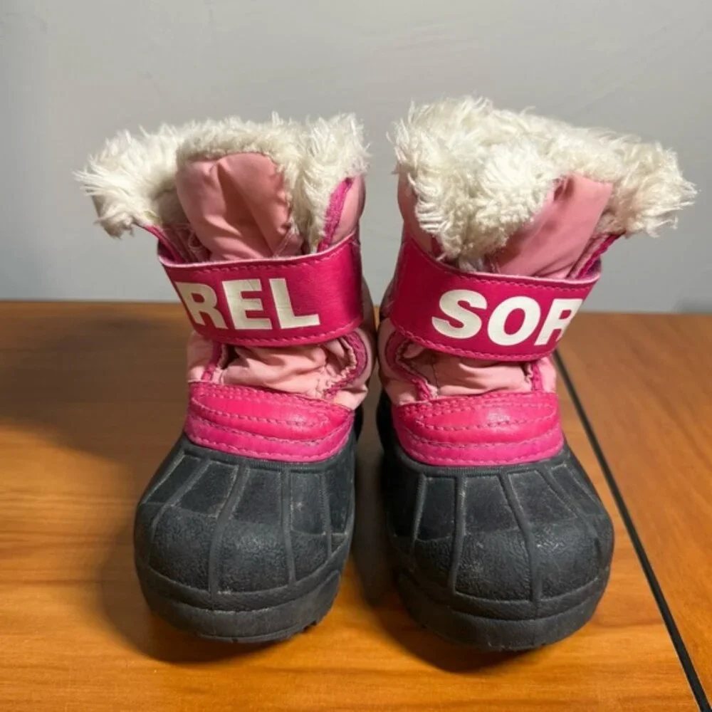 Sorel Kids Snow Commander Snow Boot Pink Fur Trim Winter T5